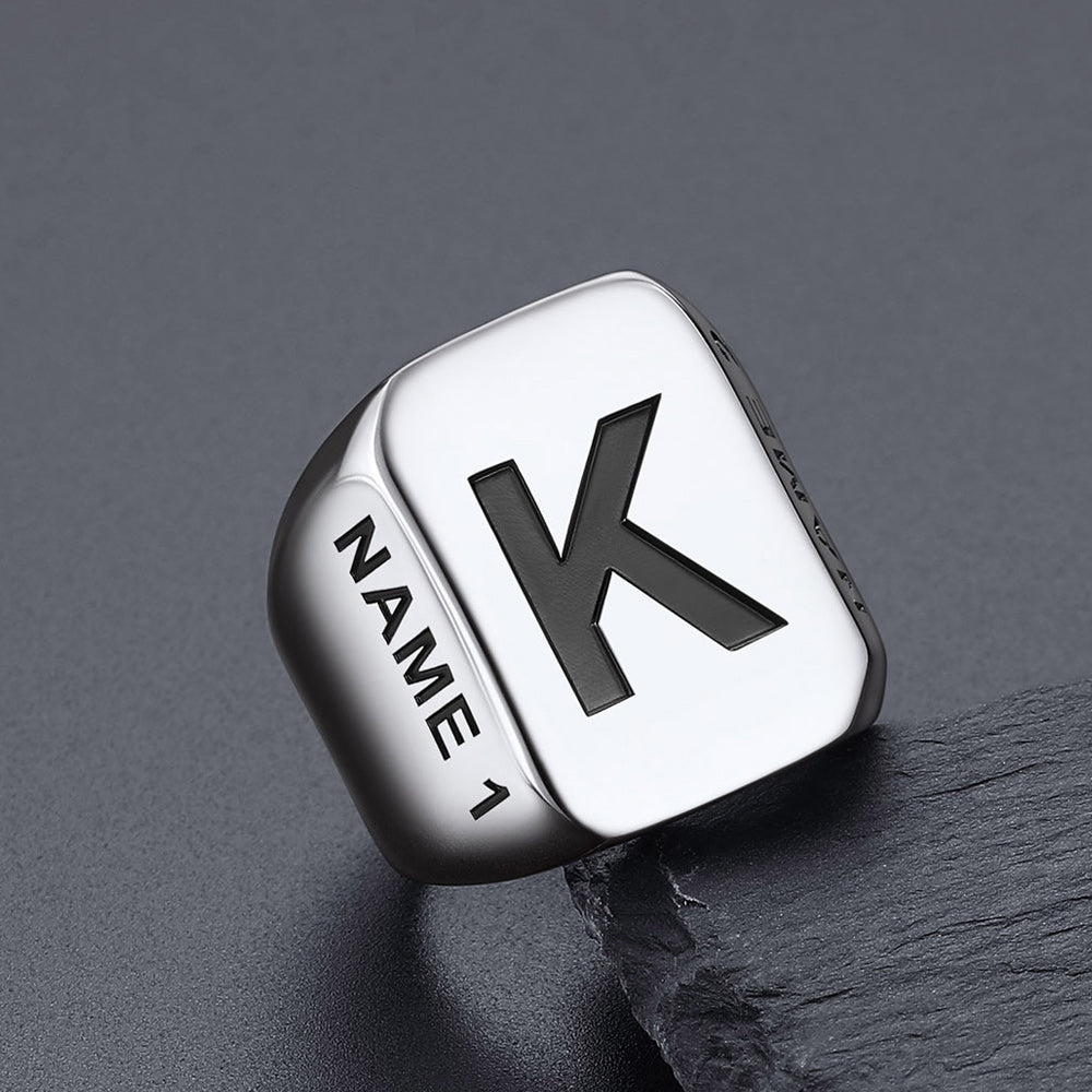 Minimalist Custom Engraved Name Band Rings for