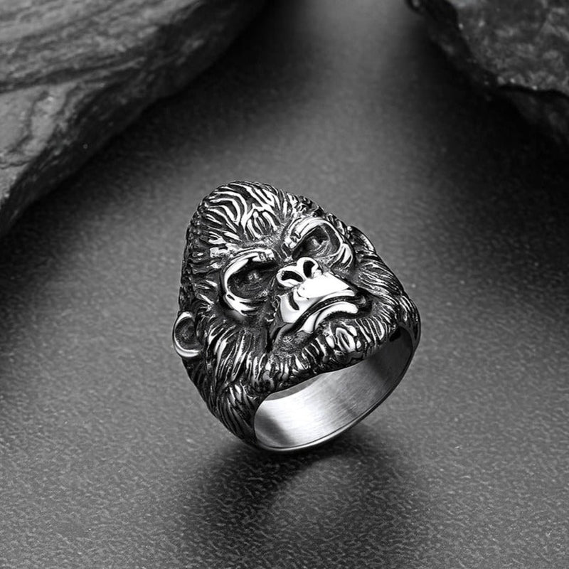 Biker Gorilla King Stainless Steel Ring for