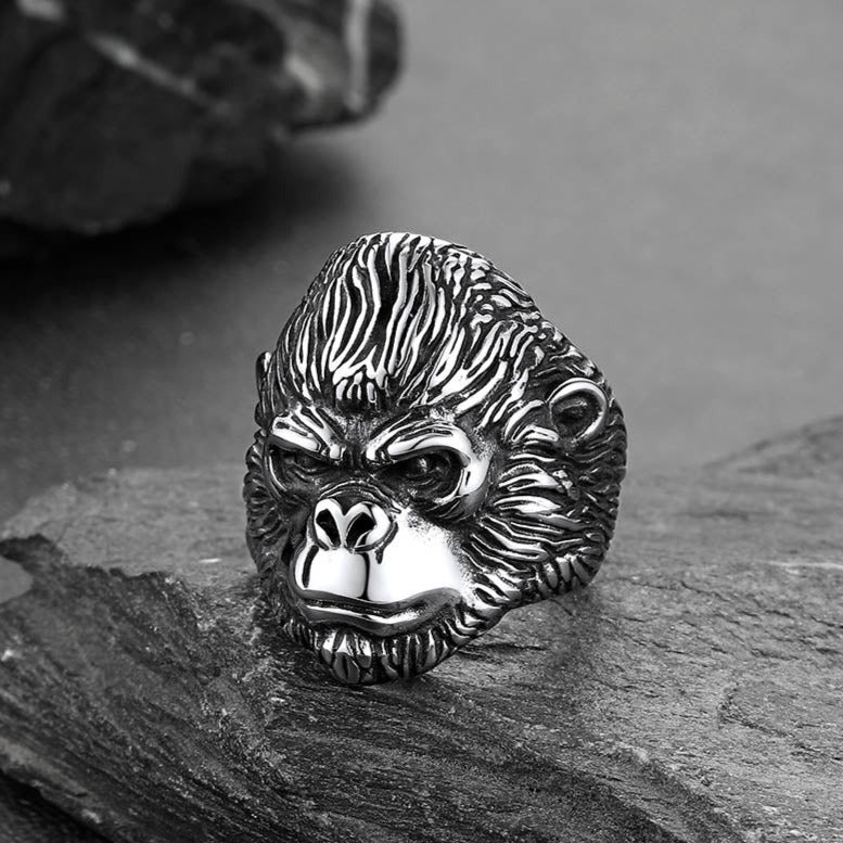 Biker Gorilla King Stainless Steel Ring for