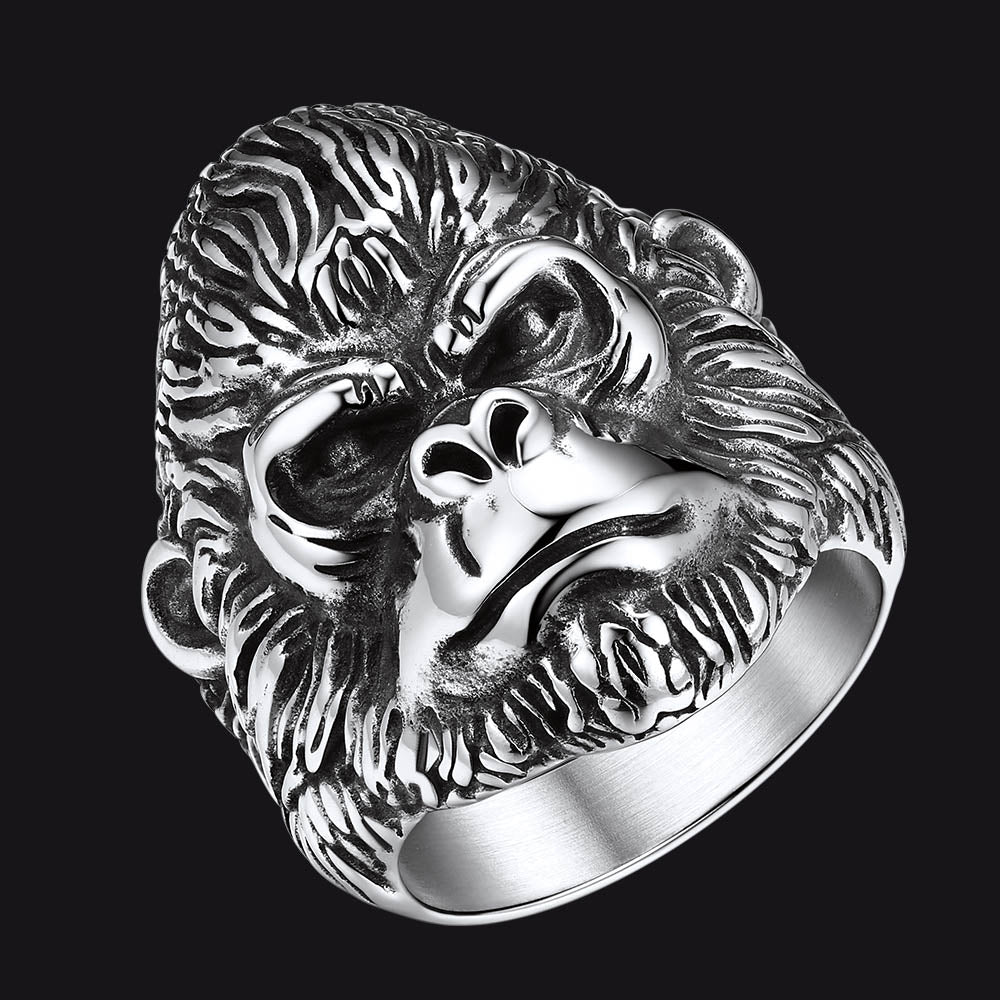 Biker Gorilla King Stainless Steel Ring for