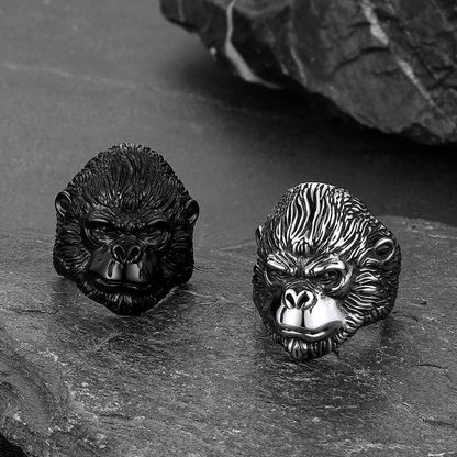 Biker Gorilla King Stainless Steel Ring for