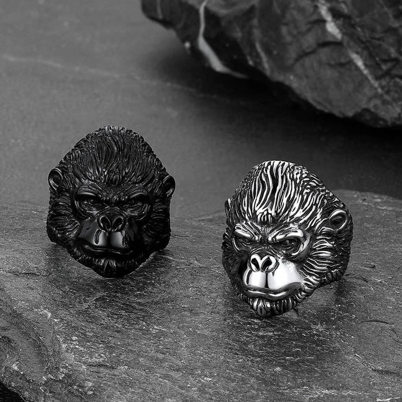 Biker Gorilla King Stainless Steel Ring for