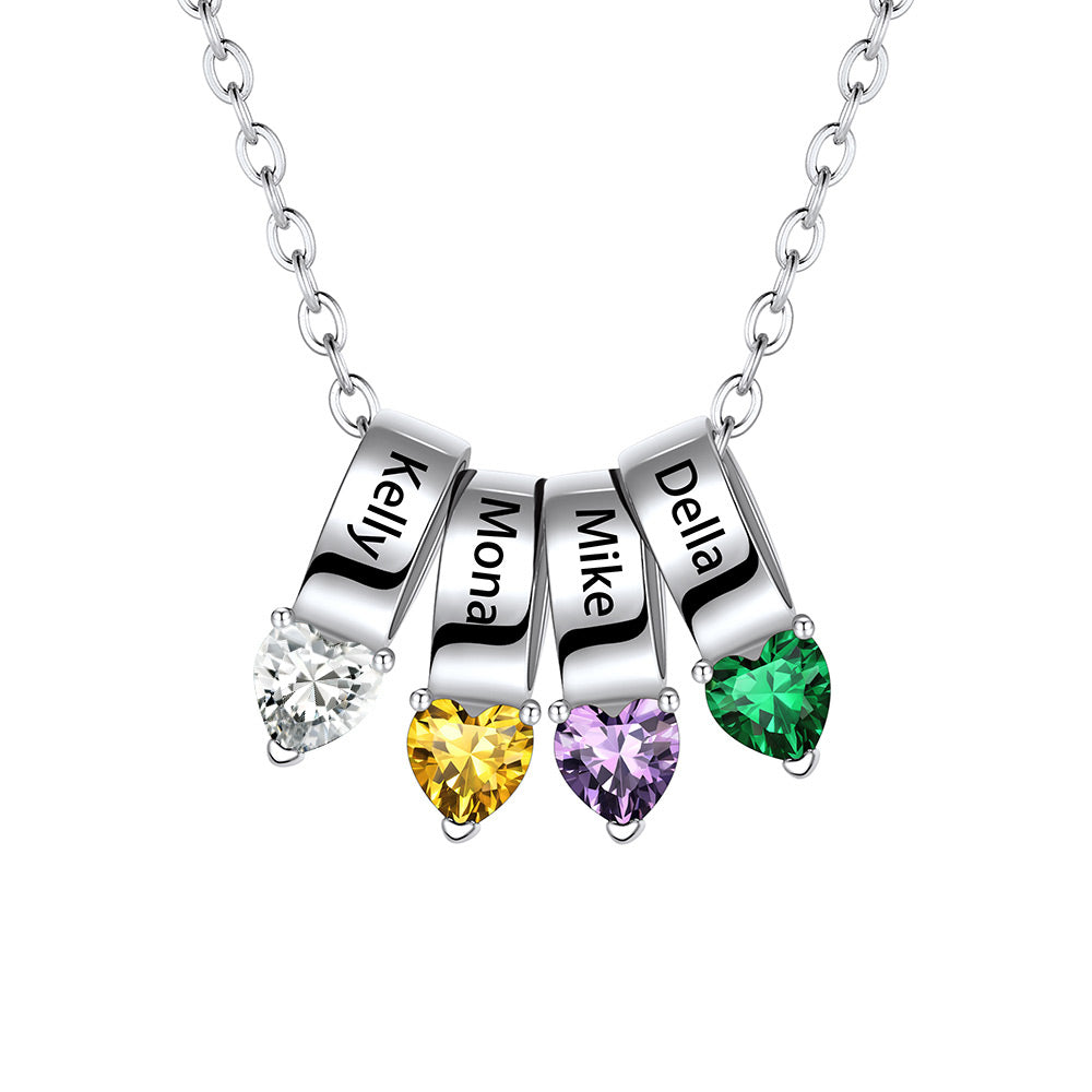 Customized Names Heart Birthstone Necklace for Mother