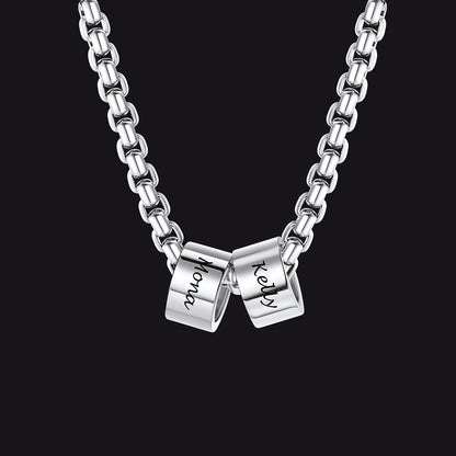 Customized Engraved Name Beads Chain Necklace for