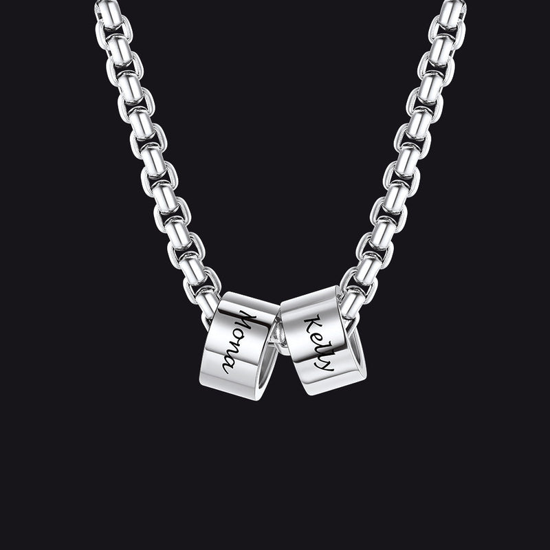 Customized Engraved Name Beads Chain Necklace for