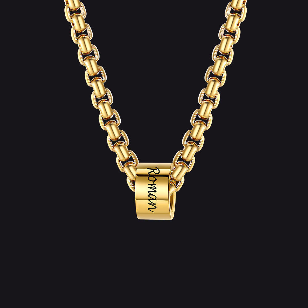 Customized Engraved Name Beads Chain Necklace for