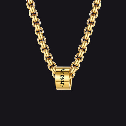 Customized Engraved Name Beads Chain Necklace for