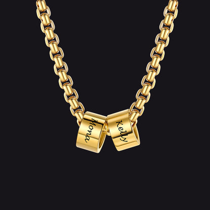 Customized Engraved Name Beads Chain Necklace for