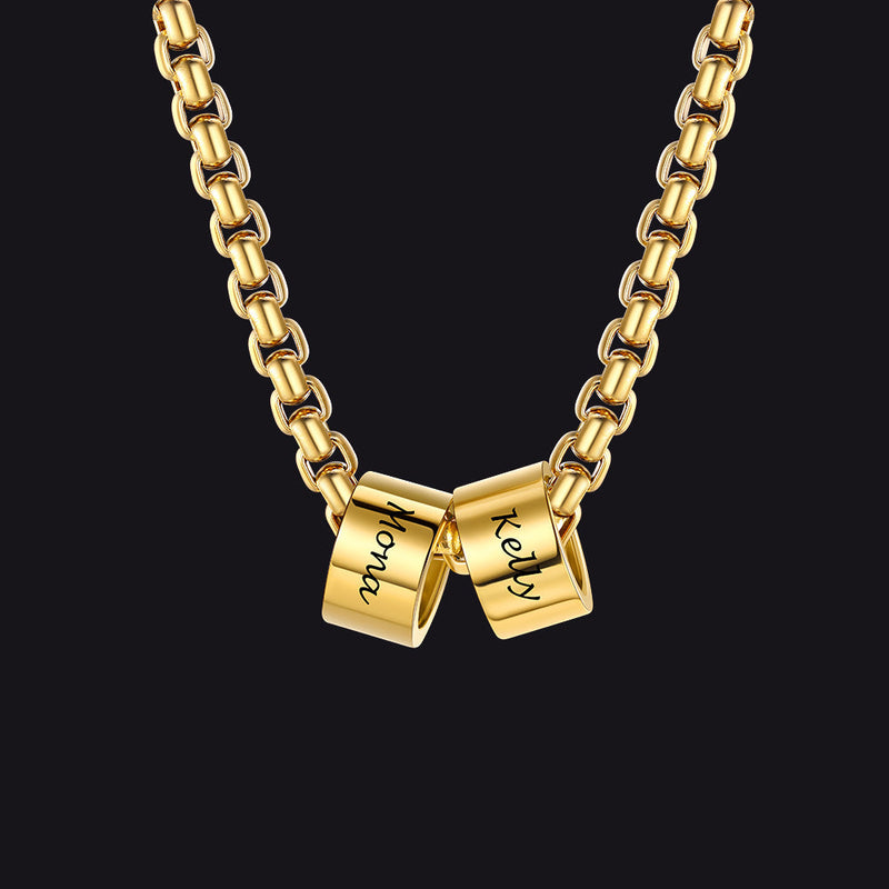Customized Engraved Name Beads Chain Necklace for