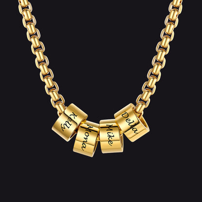 Customized Engraved Name Beads Chain Necklace for