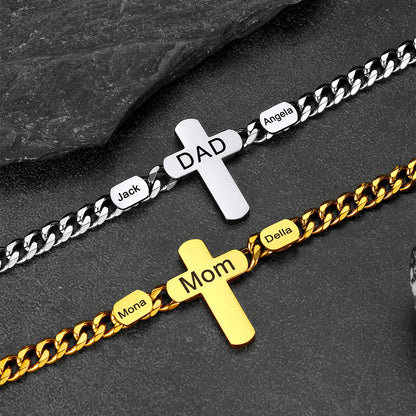 Customized Name Cuban Chain Cross Necklace for 7mm
