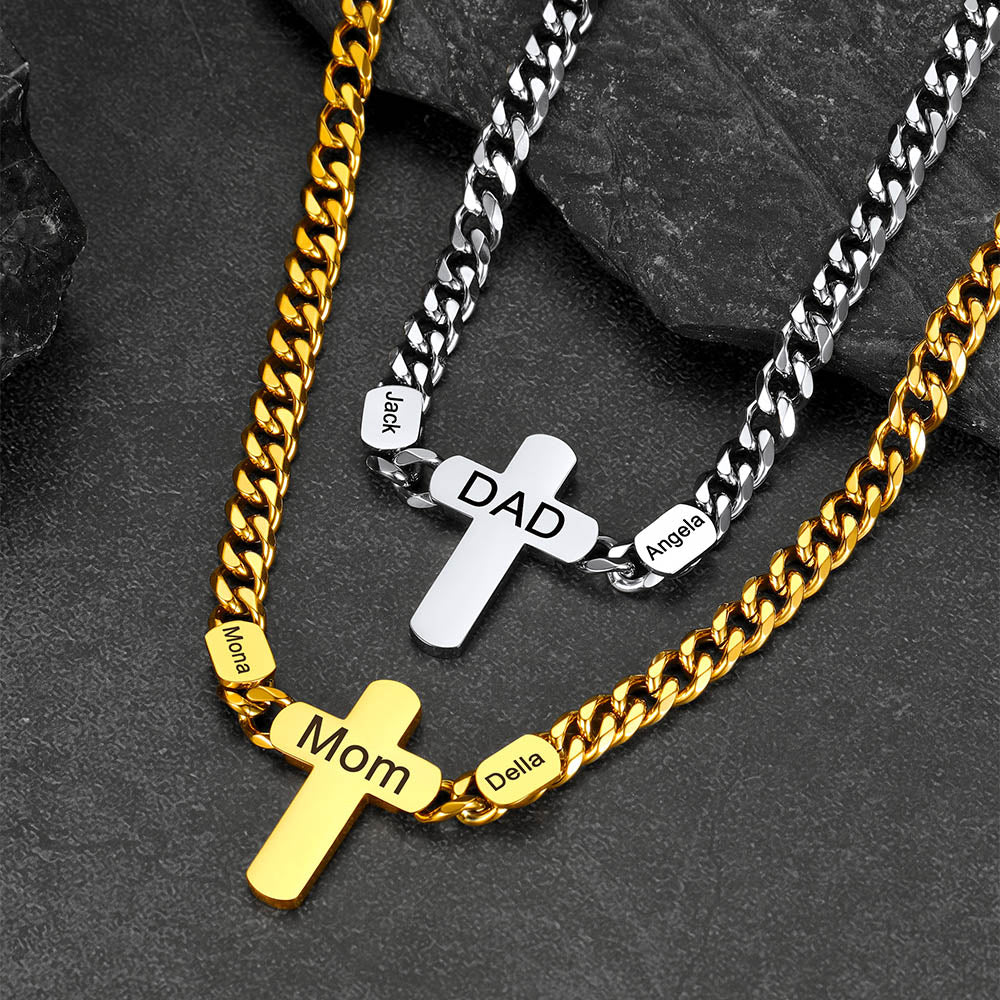 Customized Name Cuban Chain Cross Necklace for 7mm