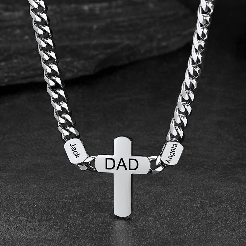 Customized Name Cuban Chain Cross Necklace for 7mm