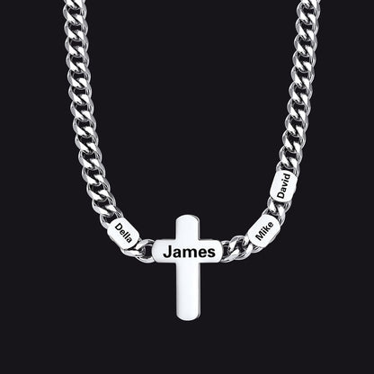 Customized Name Cuban Chain Cross Necklace for 7mm