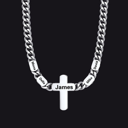Customized Name Cuban Chain Cross Necklace for 7mm