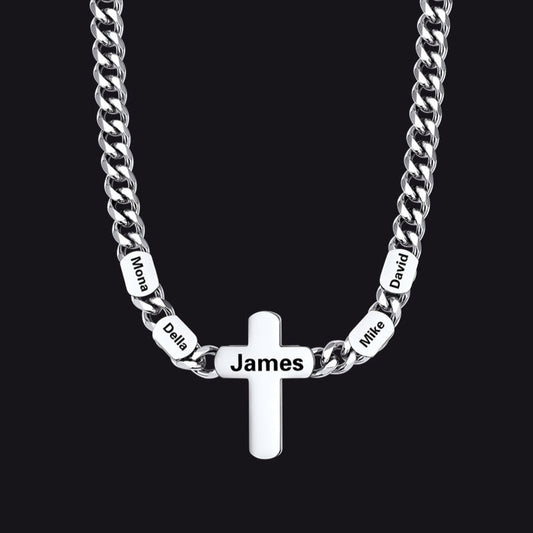 Customized Name Cuban Chain Cross Necklace for 7mm