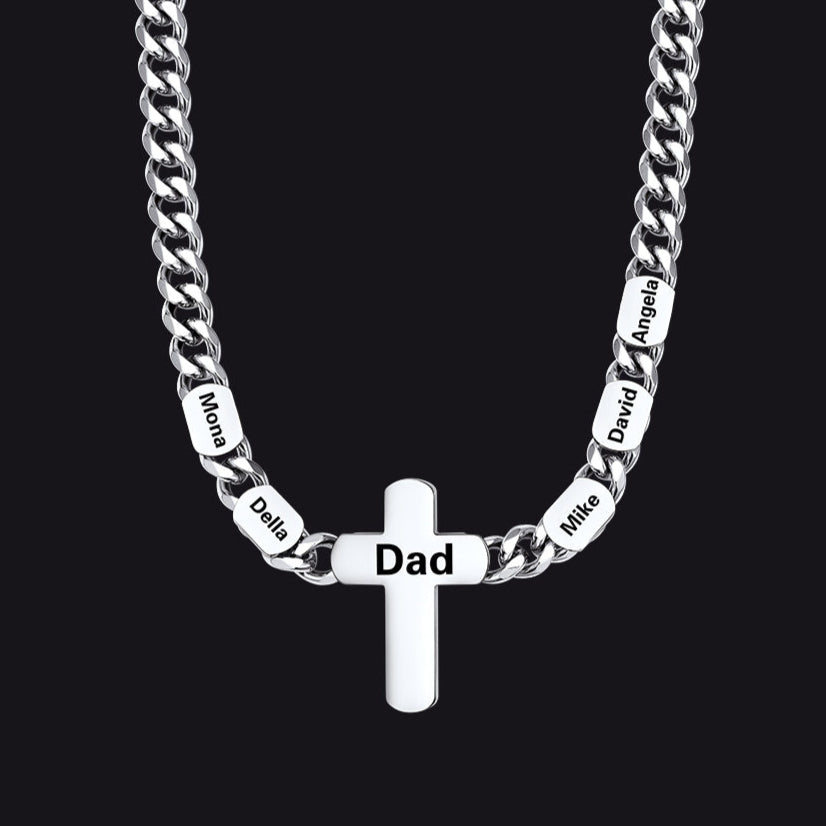 Customized Name Cuban Chain Cross Necklace for 7mm