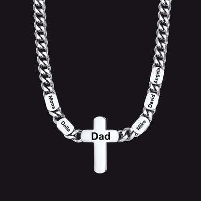 Customized Name Cuban Chain Cross Necklace for 7mm