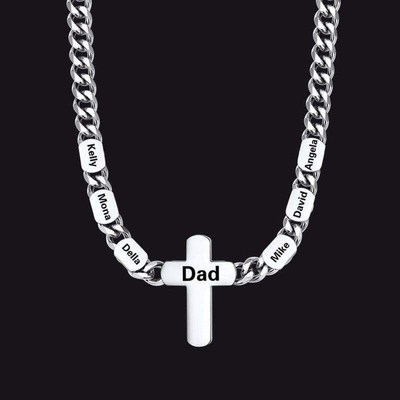 Customized Name Cuban Chain Cross Necklace for 7mm