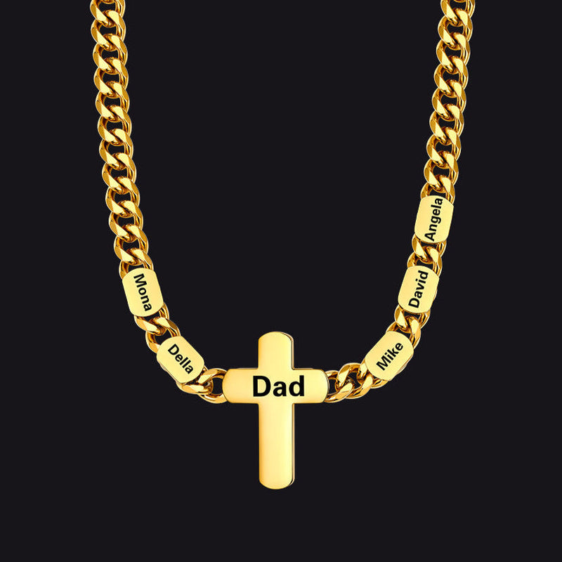 Customized Name Cuban Chain Cross Necklace for 7mm