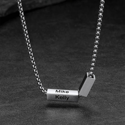 Custom Engraved Names Bar Chain Necklace for