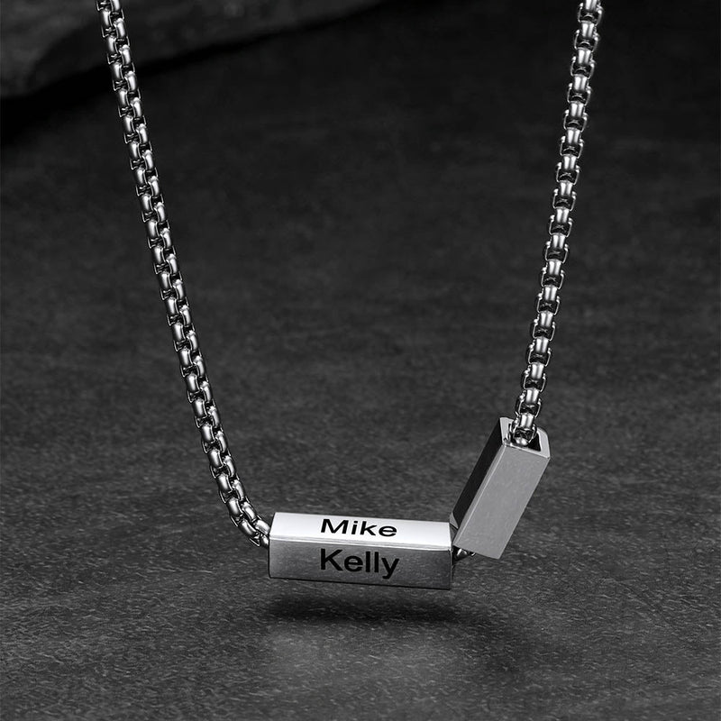 Custom Engraved Names Bar Chain Necklace for