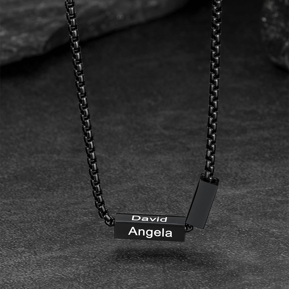 Custom Engraved Names Bar Chain Necklace for