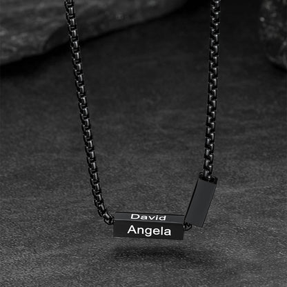 Custom Engraved Names Bar Chain Necklace for