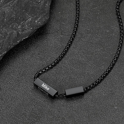 Custom Engraved Names Bar Chain Necklace for