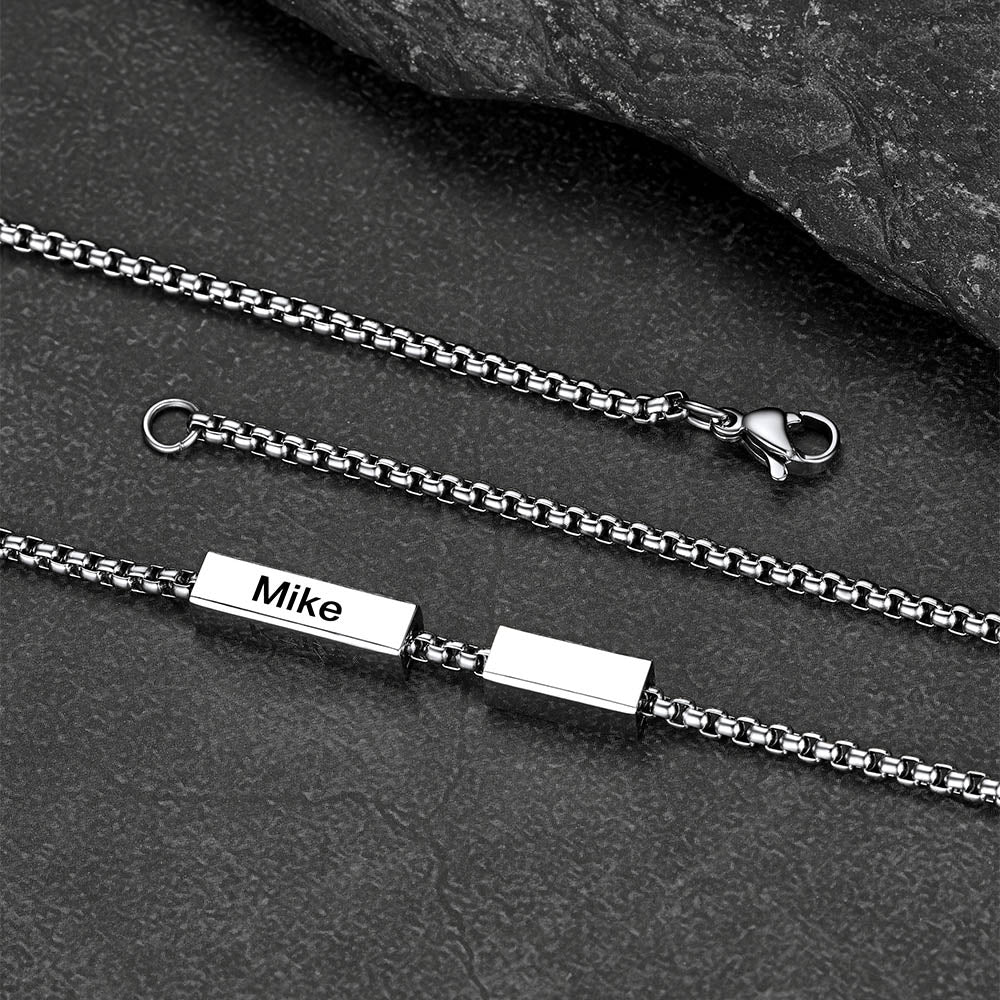 Custom Engraved Names Bar Chain Necklace for