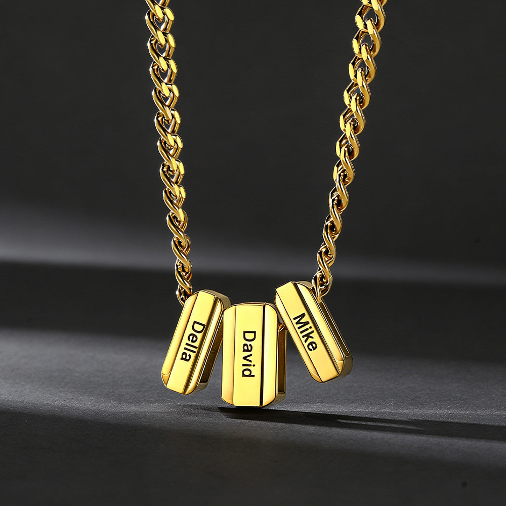 Personalized Engraved Name Chain Charm Necklace for