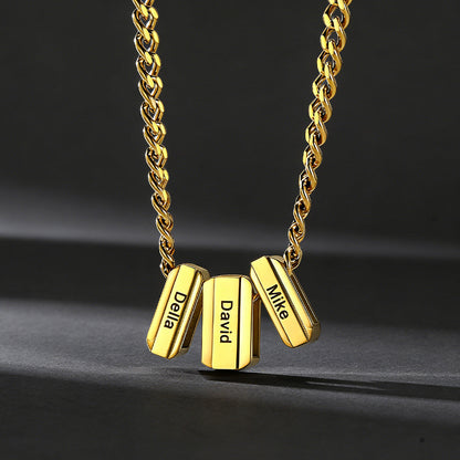 Personalized Engraved Name Chain Charm Necklace for