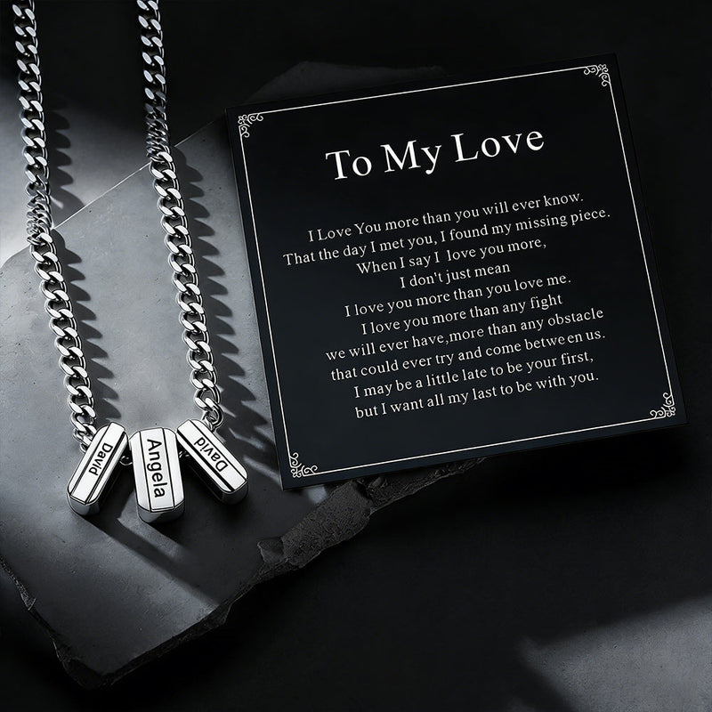 Personalized Engraved Name Chain Charm Necklace for