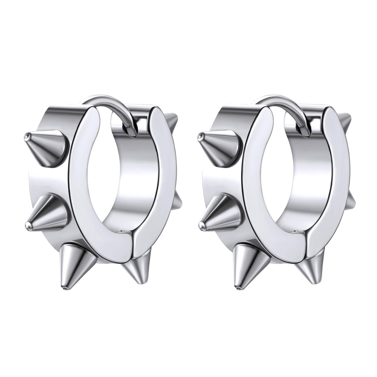 Punk Spike Rivet Huggie Hoop Earrings for