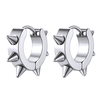 Punk Spike Rivet Huggie Hoop Earrings for