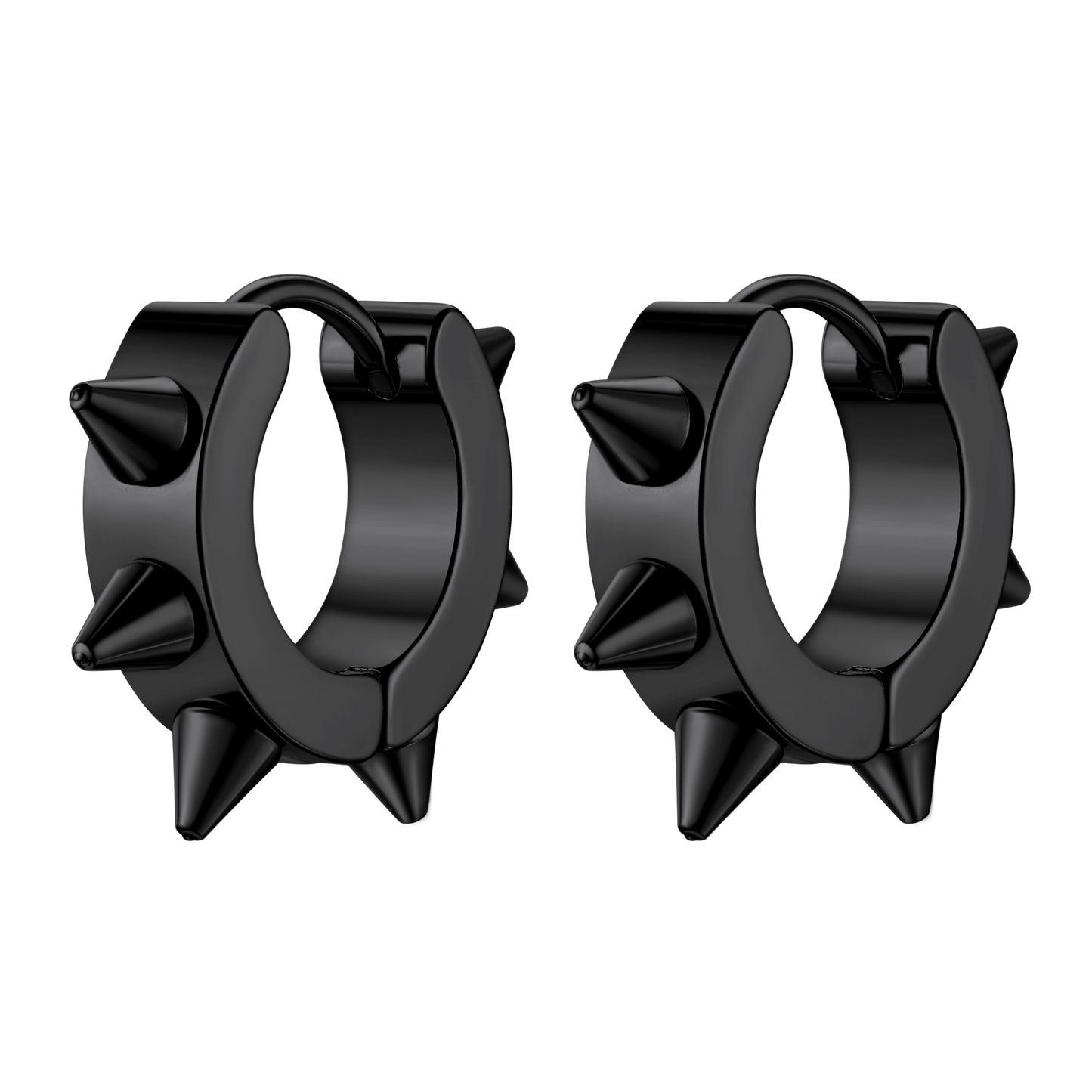 Punk Spike Rivet Huggie Hoop Earrings for