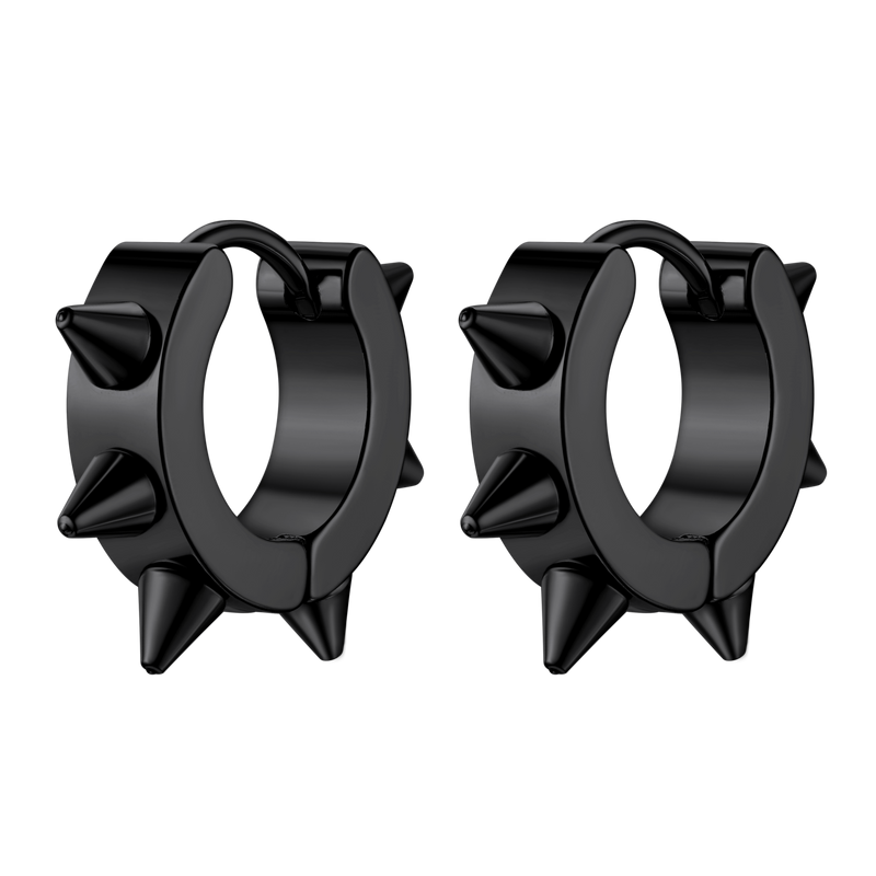 Punk Spike Rivet Huggie Hoop Earrings for