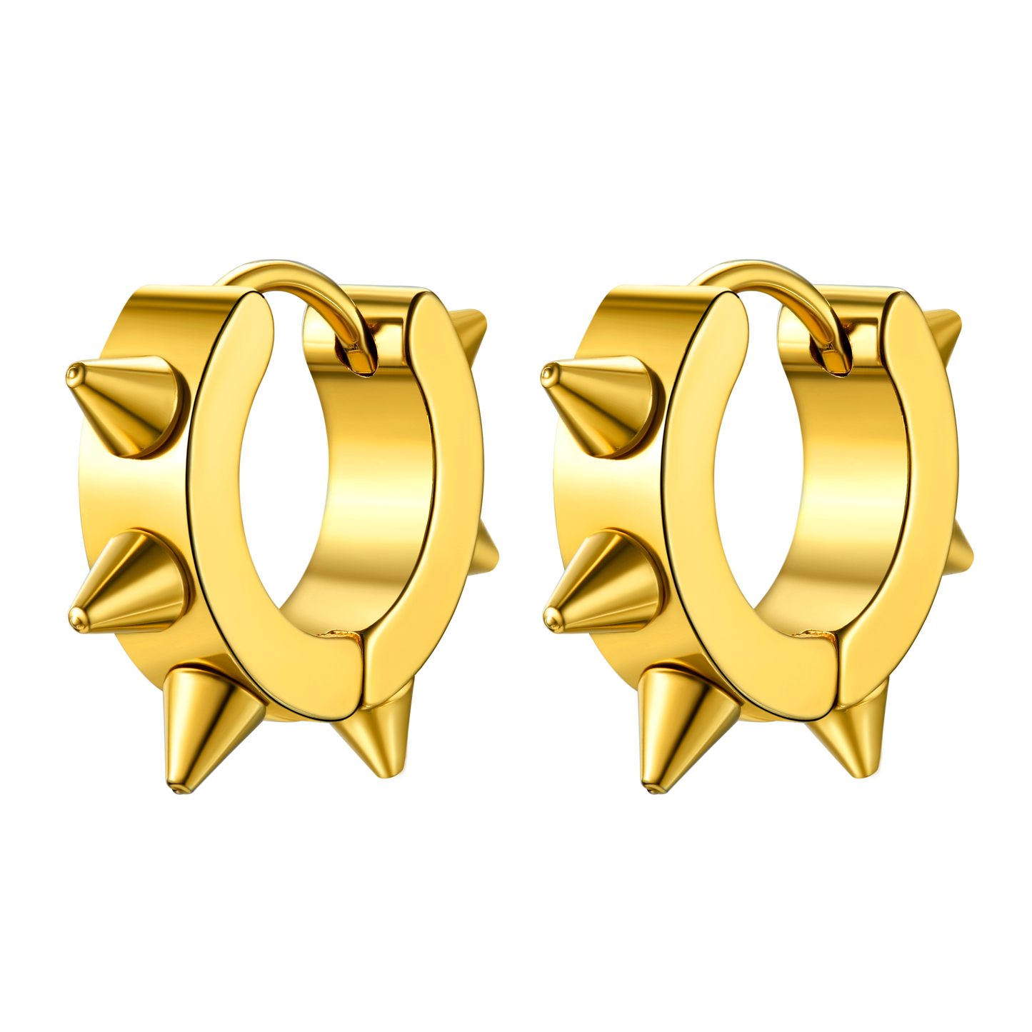 Punk Spike Rivet Huggie Hoop Earrings for