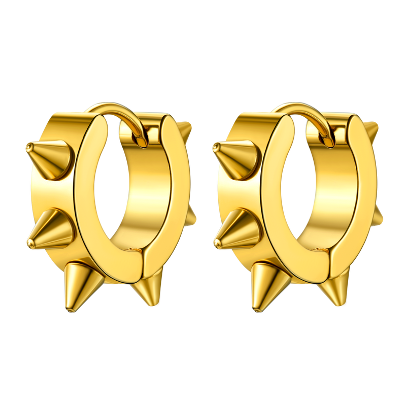 Punk Spike Rivet Huggie Hoop Earrings for