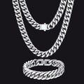 12mm Chunky Cuban Chain & Cuban Bracelet Jewelry Set for