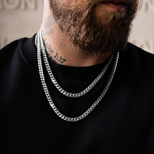 9mm Miami Cuban Link Chain Necklace Set for