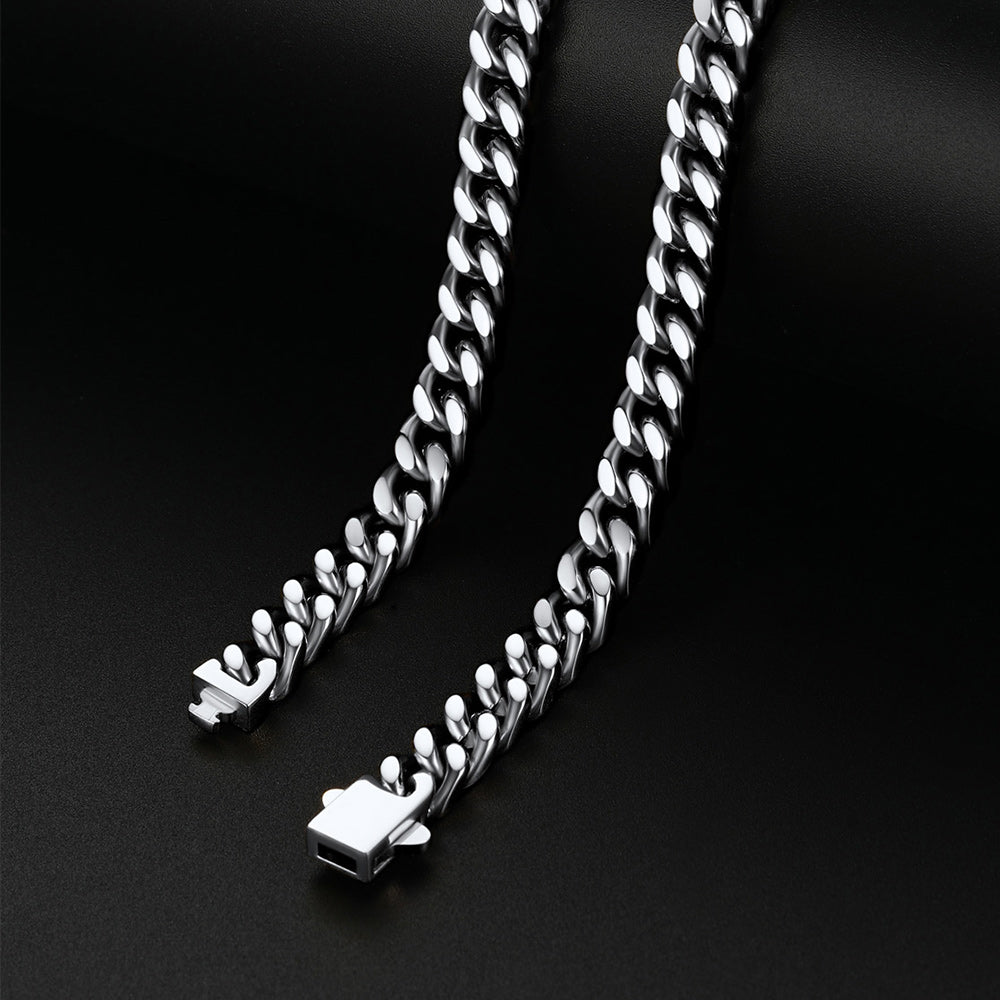 Miami Cuban Chain & Cornicello Italian Horn Pendant Set for