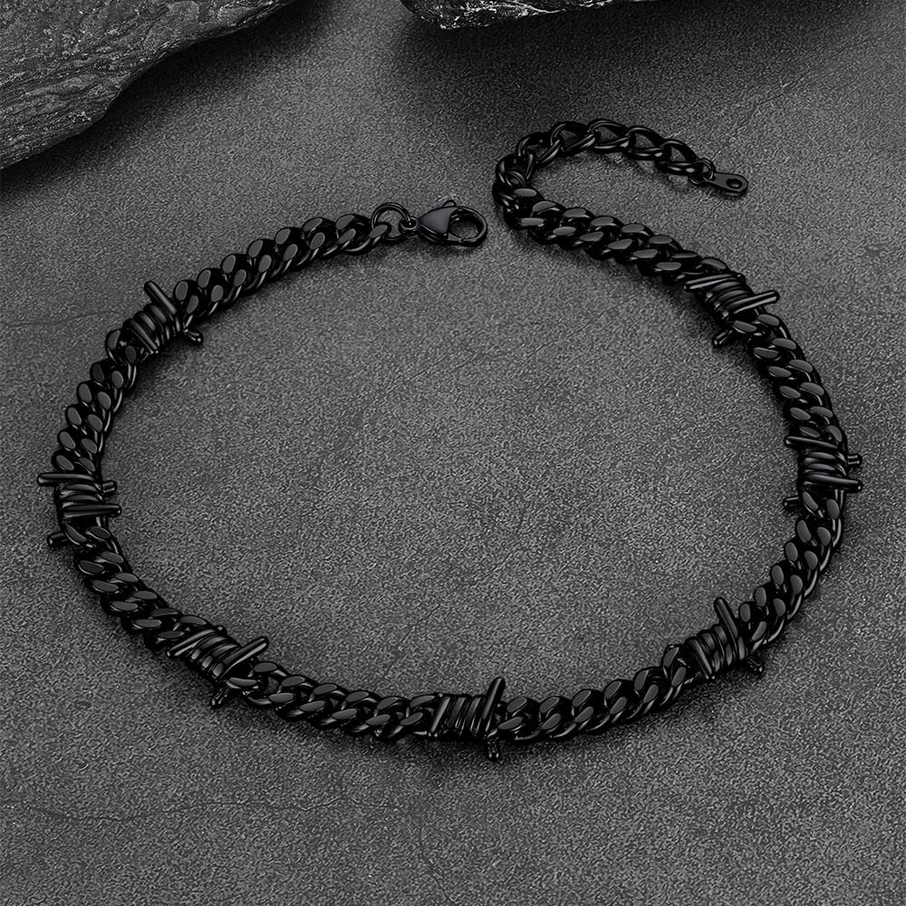 To My Barbed Wire Cuban Chain Choker Necklace Gift for Him