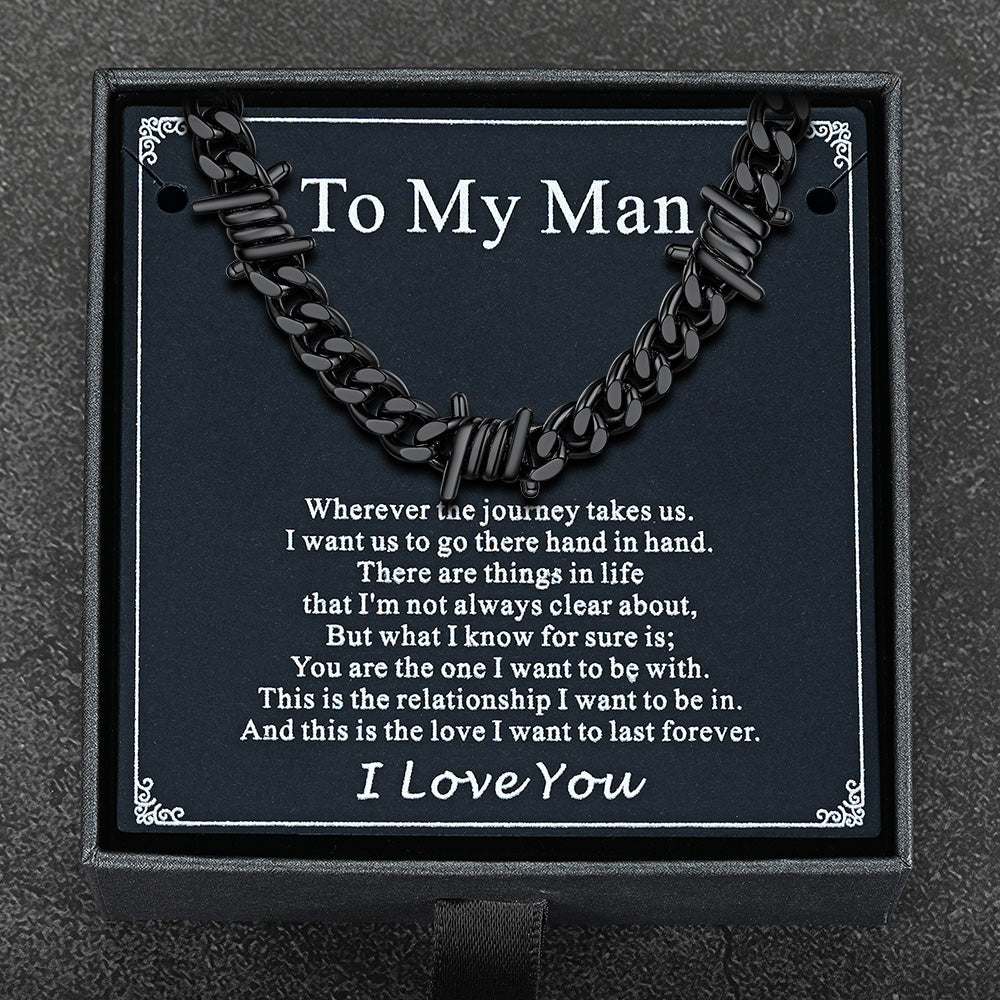 To My Barbed Wire Cuban Chain Choker Necklace Gift for Him