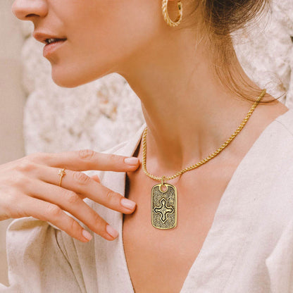 Hebrew Jewish Star of David Dog Tag Necklace With Knight Cross