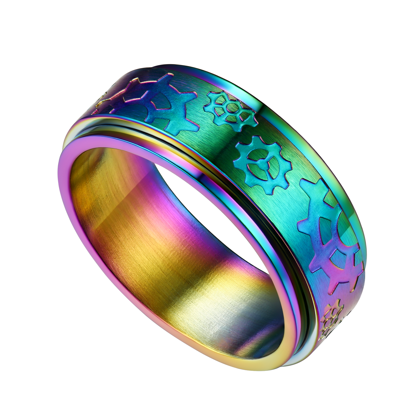 Flash 8mm Rotatable Star Moon, Sun Turning Ring for