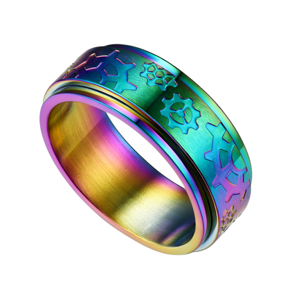 Flash 8mm Rotatable Star Moon, Sun Turning Ring for