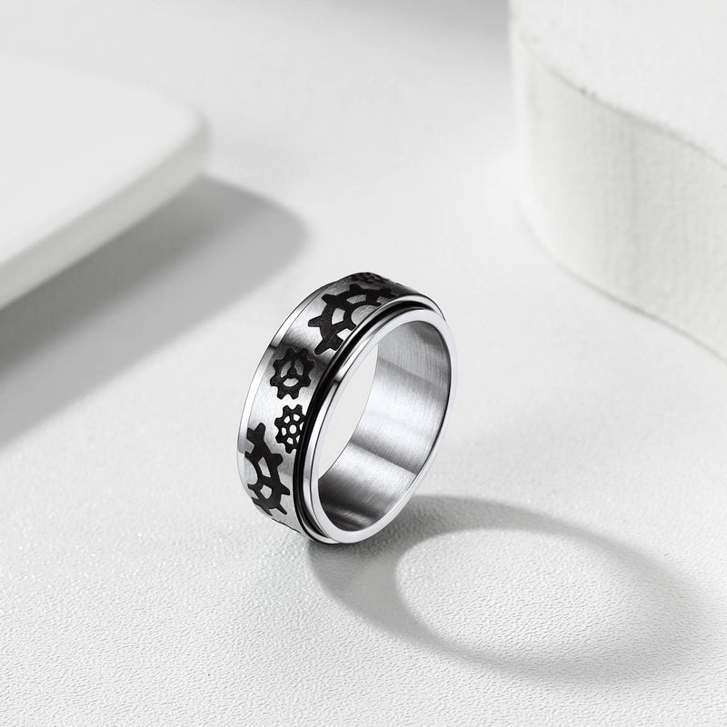 Flash 8mm Rotatable Star Moon, Sun Turning Ring for