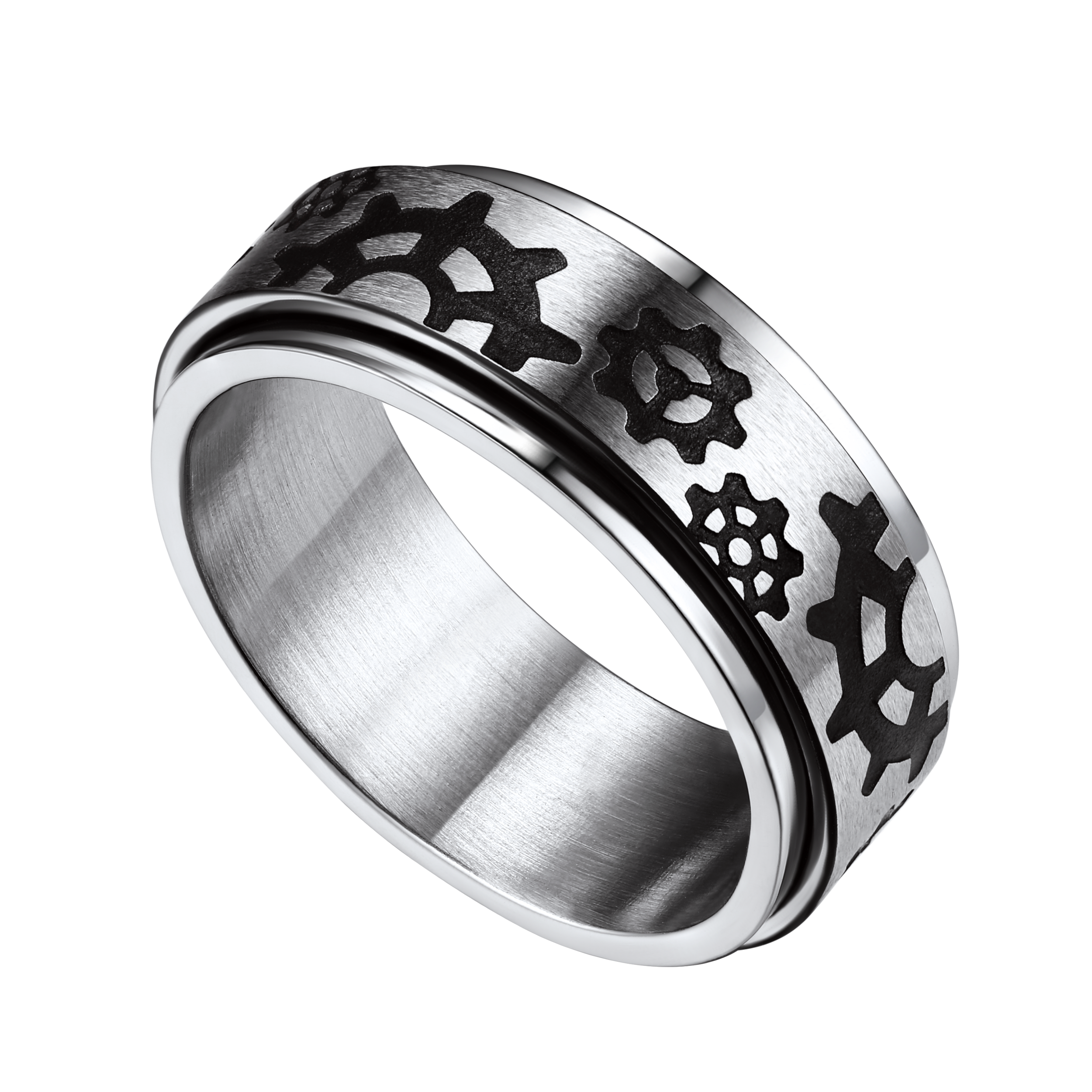 Flash 8mm Rotatable Star Moon, Sun Turning Ring for