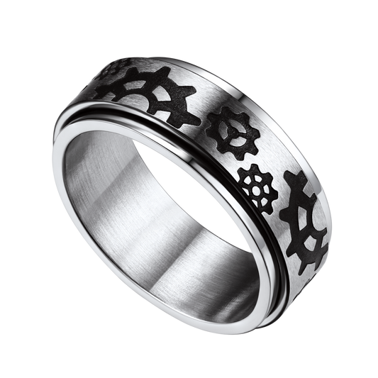 Flash 8mm Rotatable Star Moon, Sun Turning Ring for